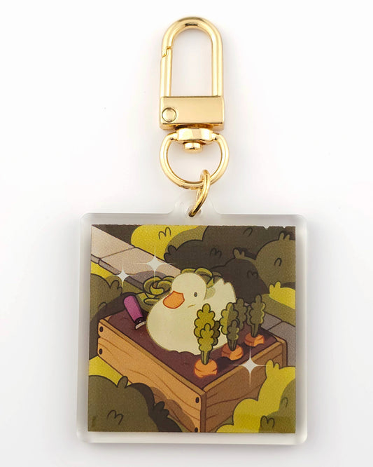 Duck In A Garden Keychain/Charm