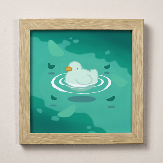 Floating Duck Print 12cm x 12cm (4.7" x 4.7")