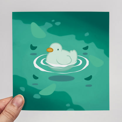Floating Duck Print – 12 × 12 cm