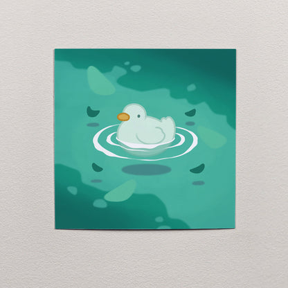Floating Duck Print – 12 × 12 cm