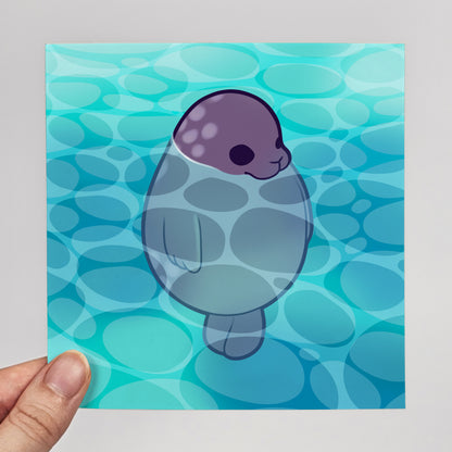 Floating Seal Print – 12 × 12 cm
