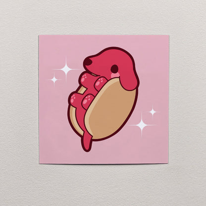 Hot Dog Sausage Dog Print 12cm x 12cm