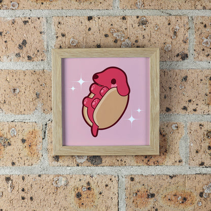 Hot Dog Sausage Dog Print 12cm x 12cm