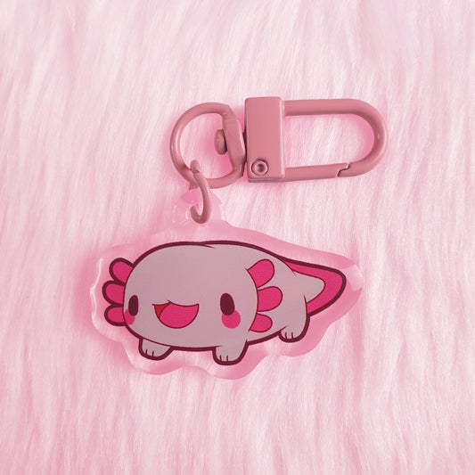 Pink Axolotl Acrylic Charm