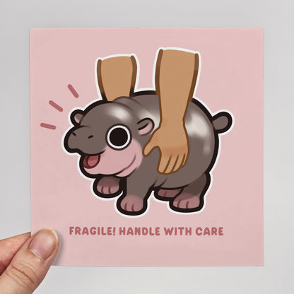 Irritable Baby Hippo Print 12cm x 12cm (4.7" x 4.7")