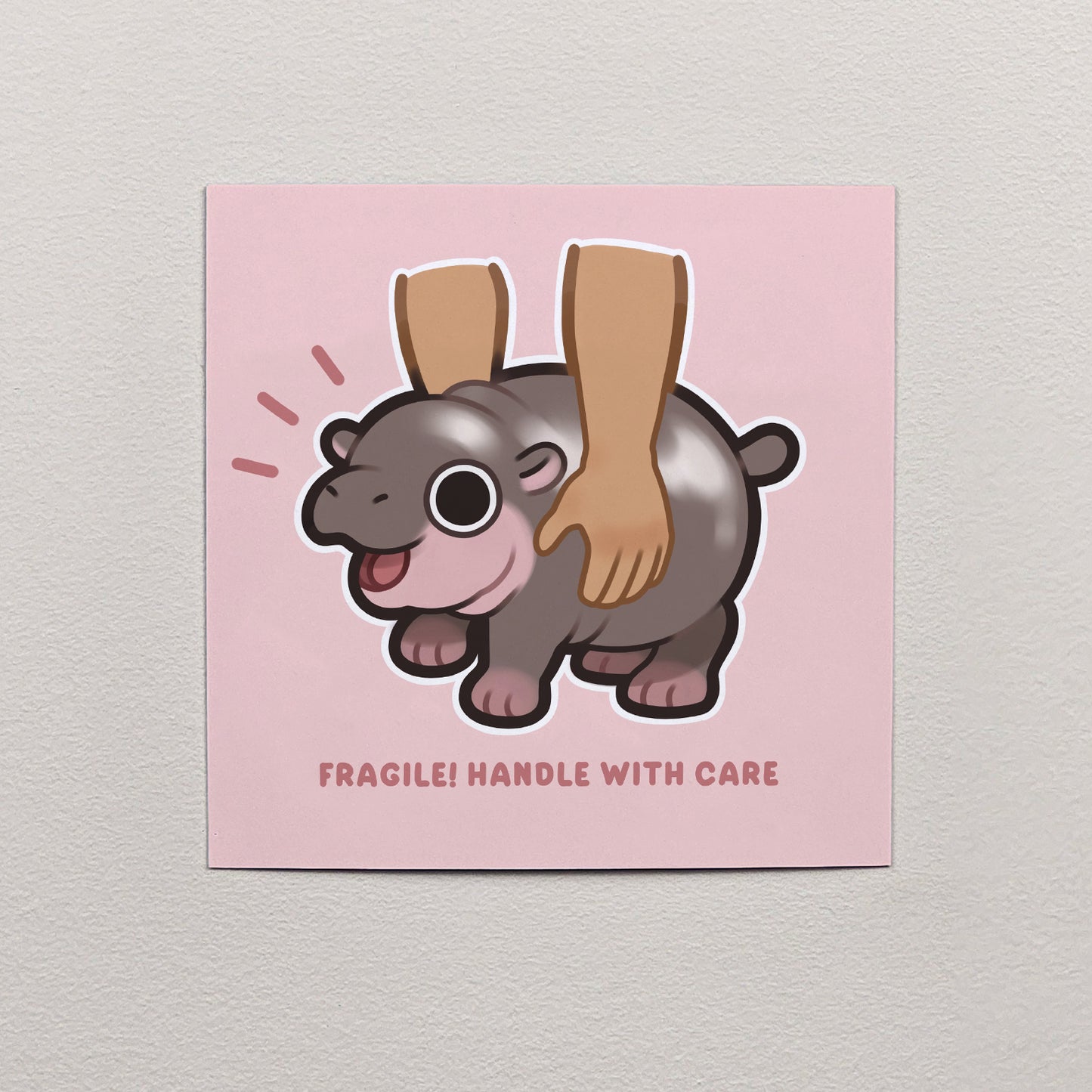 Irritable Baby Hippo Print 12cm x 12cm (4.7" x 4.7")