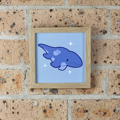 Juniper the Mosasaurus Print – 12 × 12 cm