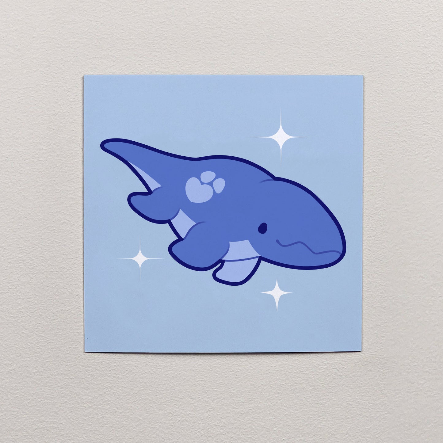 Juniper the Mosasaurus Print – 12 × 12 cm