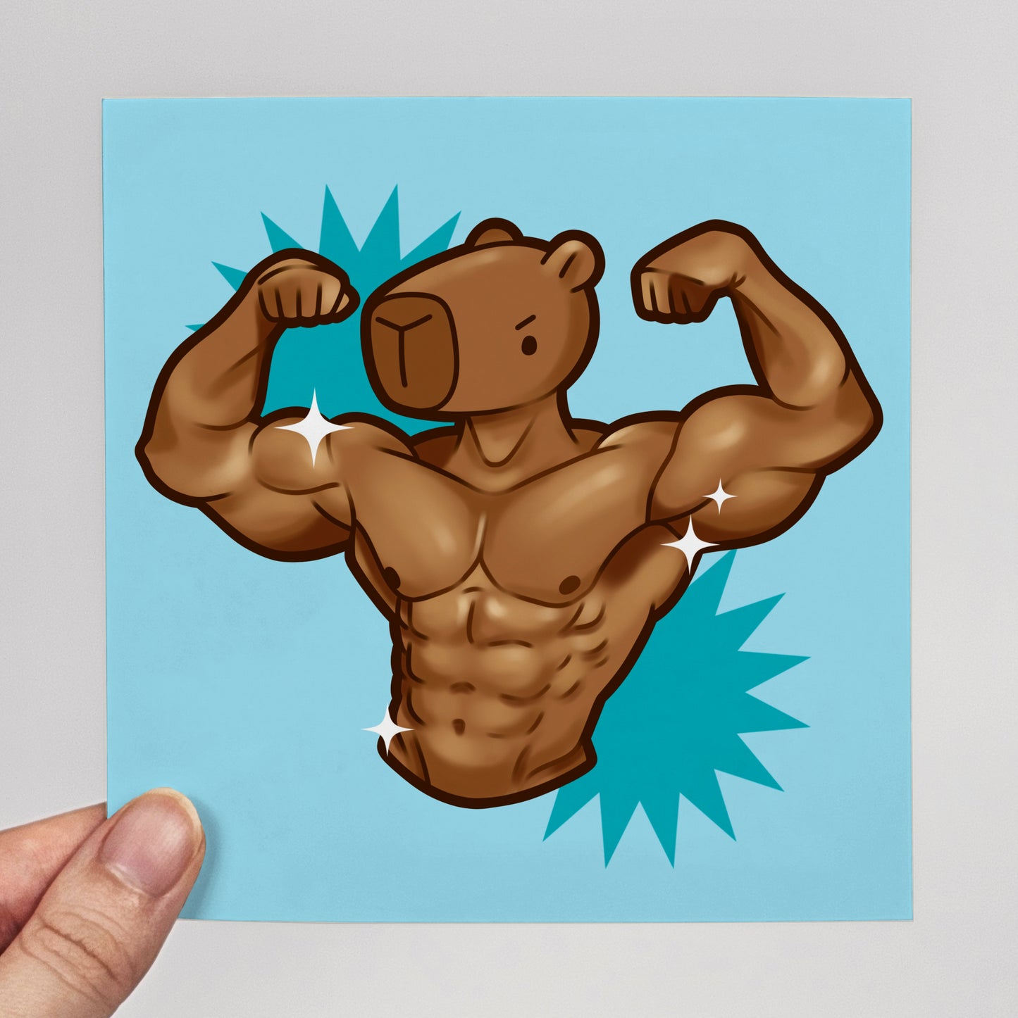 Muscle Capybara Print – 12 × 12 cm