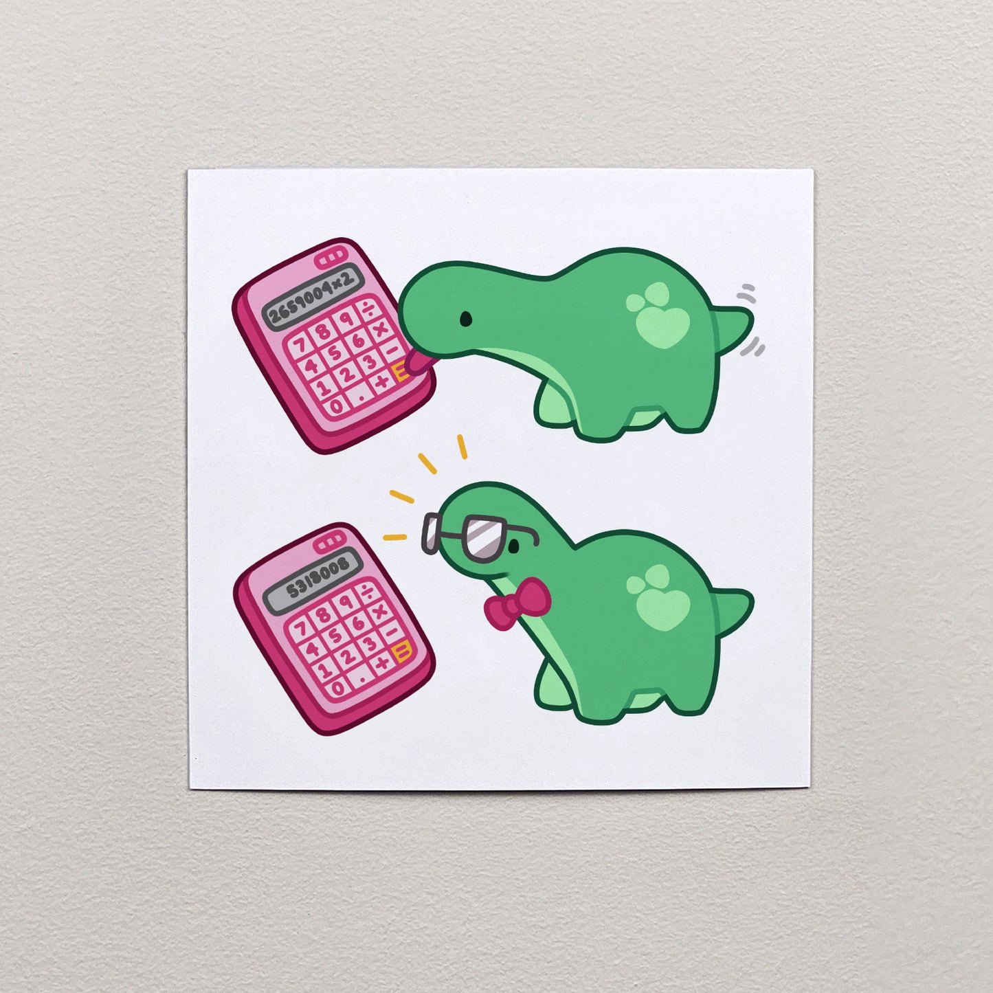 Funny Nerd Calculator Dino Licking Meme Print