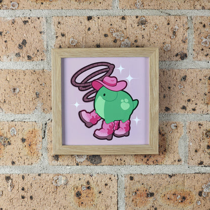 Pistachio the Cowboy Print – 12 × 12 cm