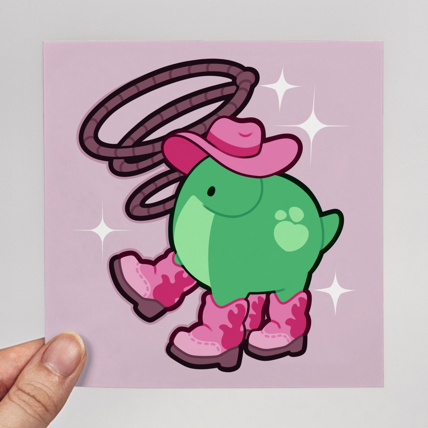 Pistachio the Cowboy Print – 12 × 12 cm