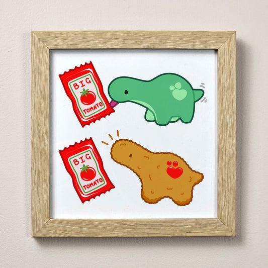 Pistachio Dino Nugget Print 12cm x 12cm (4.7" x 4.7")