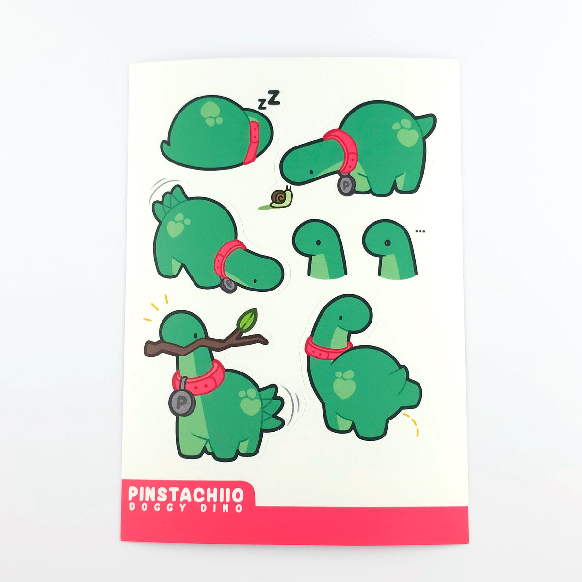 Pistachio Doggy Dino Sticker Sheet