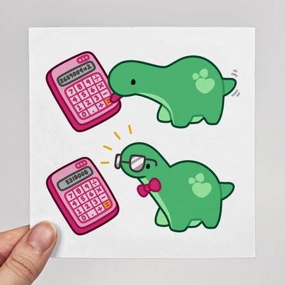 Funny Nerd Calculator Dino Licking Meme Print