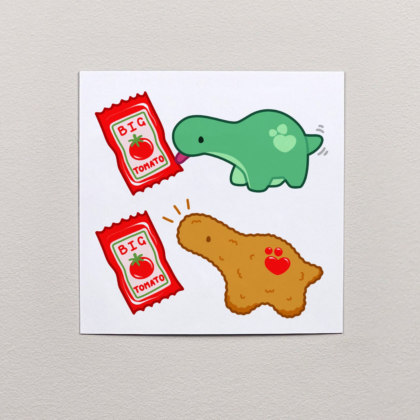Pistachio Dino Nugget Print – 12 × 12 cm