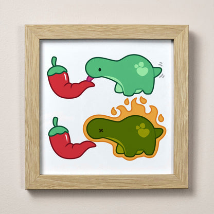 Funny Dinosaur Spicy Licking Meme Print