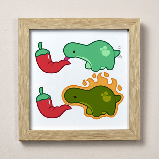 Funny Dinosaur Spicy Licking Meme Print
