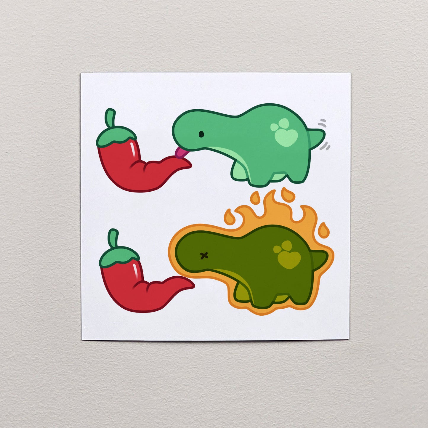 Funny Dinosaur Spicy Licking Meme Print