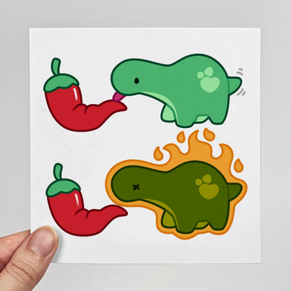 Funny Dinosaur Spicy Licking Meme Print