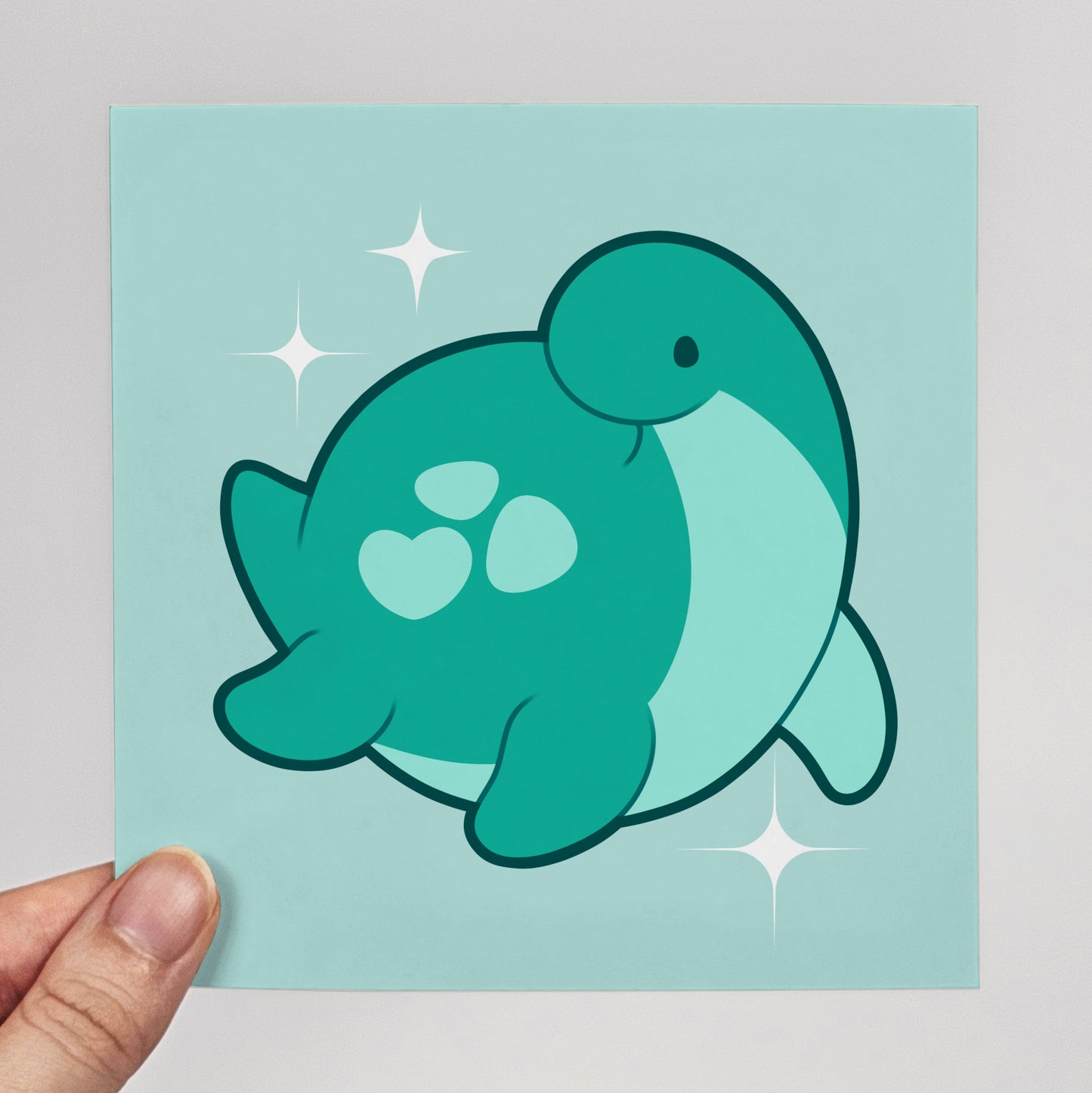 Slushie the Plesiosaur Print – 12 × 12 cm