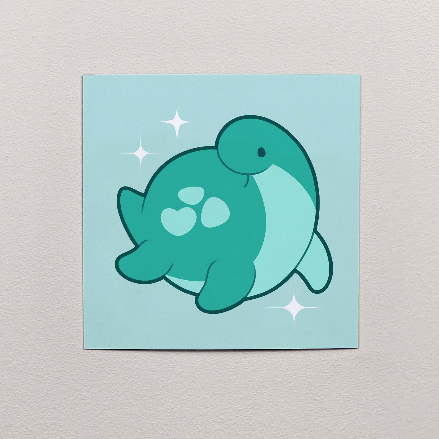 Slushie the Plesiosaur Print – 12 × 12 cm