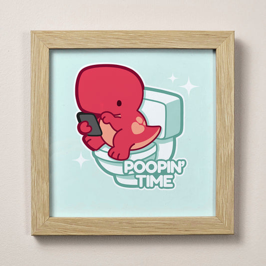 Poopin' Time T-rex Print 12cm x 12cm (4.7" x 4.7")