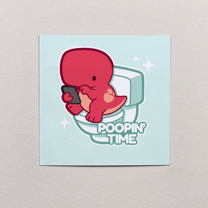 Poopin' Time T-Rex Print – 12 × 12 cm