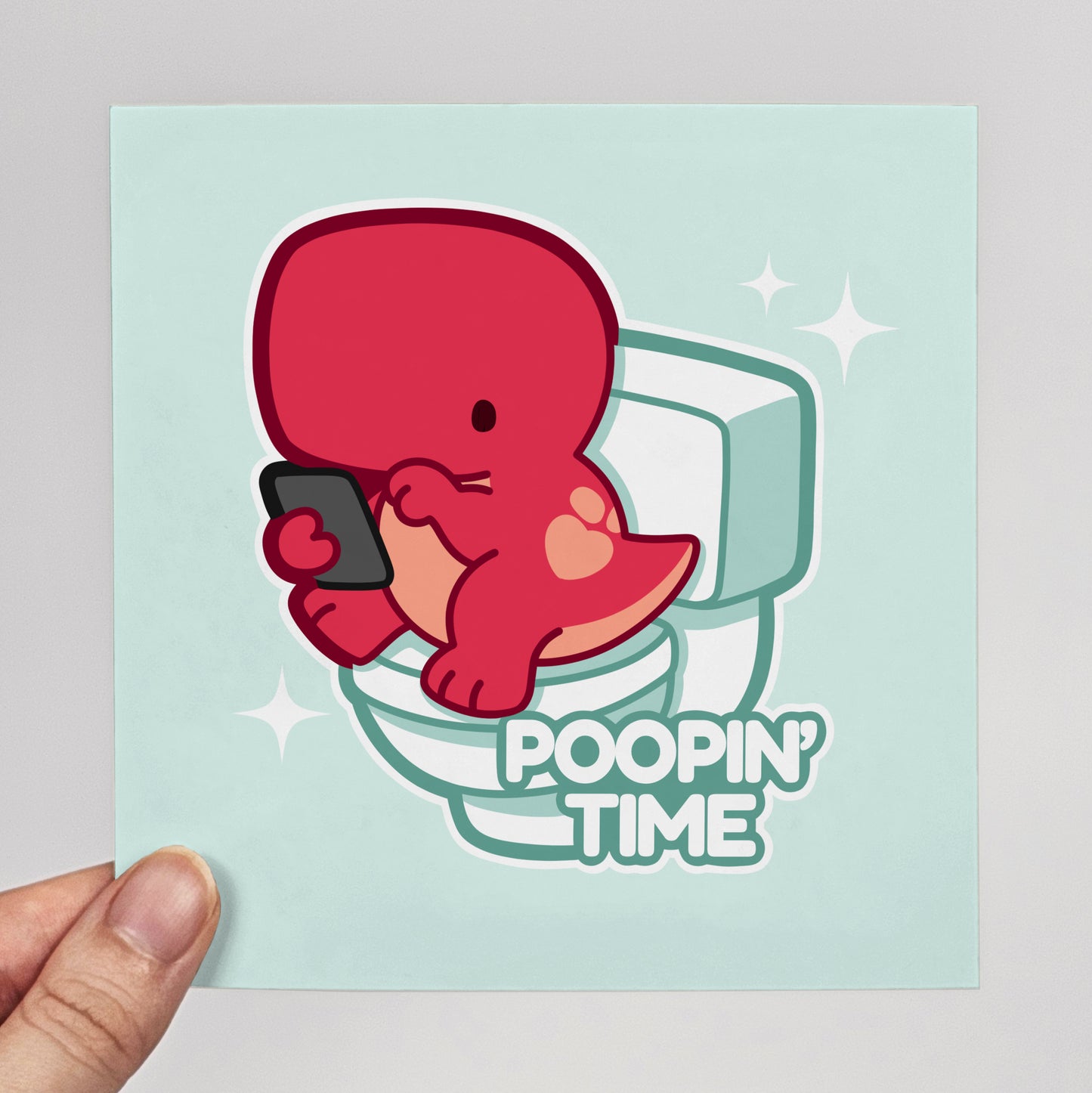 Poopin' Time T-Rex Print – 12 × 12 cm