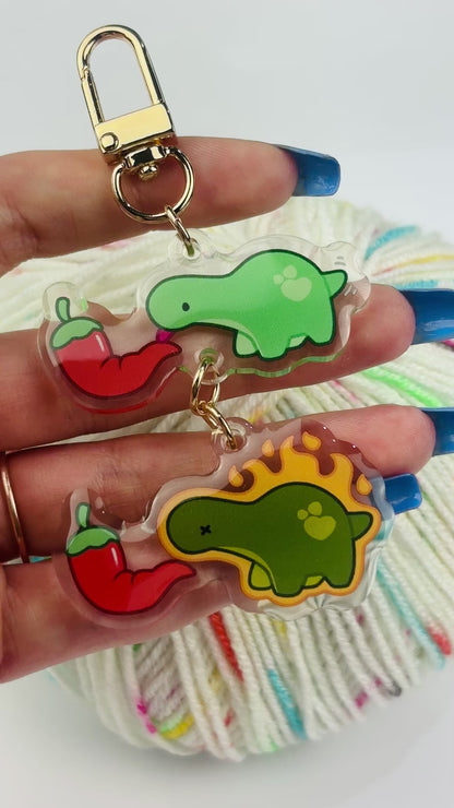 Funny Dinosaur Spicy Licking Meme Keychain/Charm