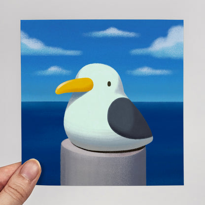 Round Seagull Print – 12 × 12 cm