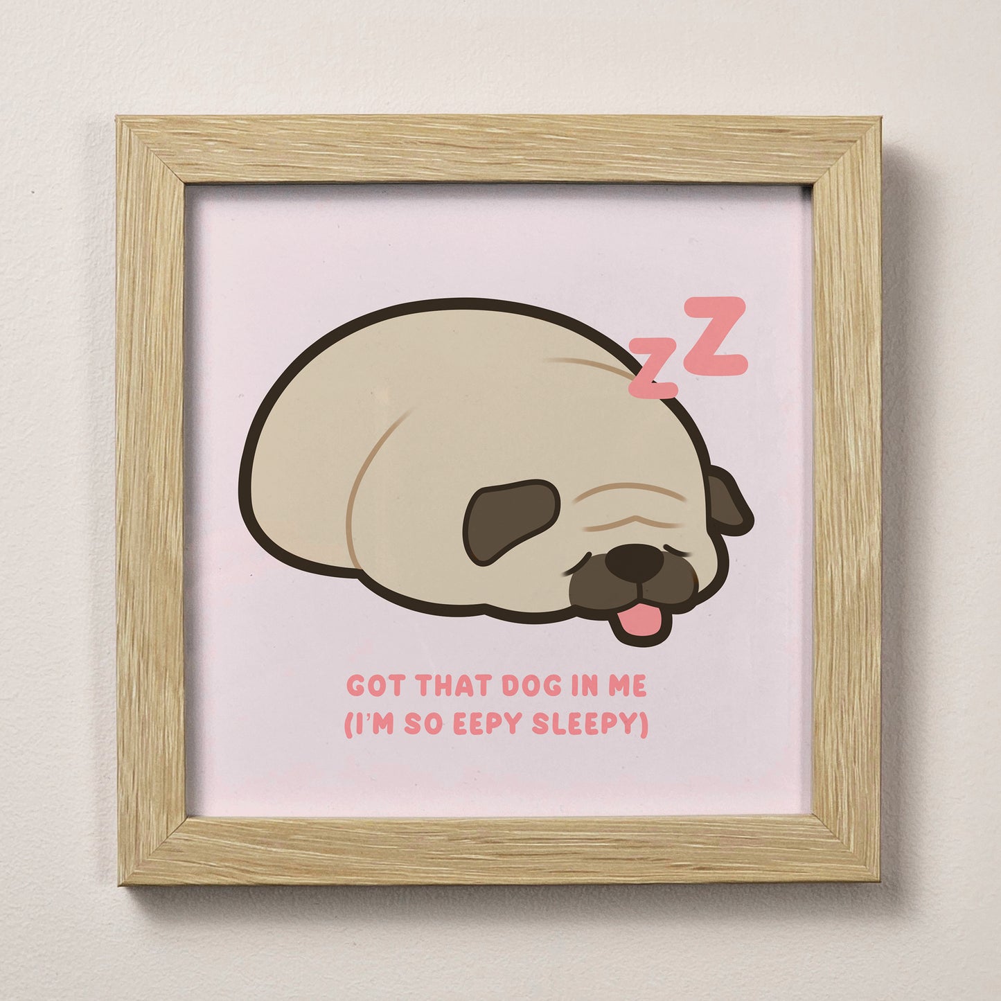 Sleepy Pug Print – 12 × 12 cm
