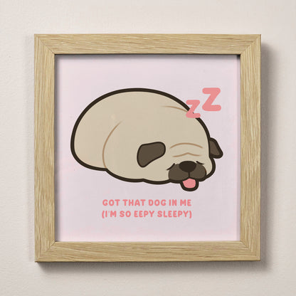 Sleepy Pug Print – 12 × 12 cm
