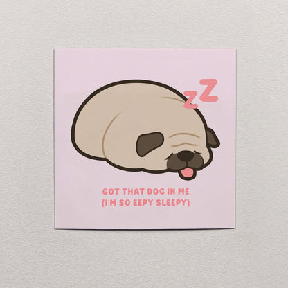 Sleepy Pug Print – 12 × 12 cm