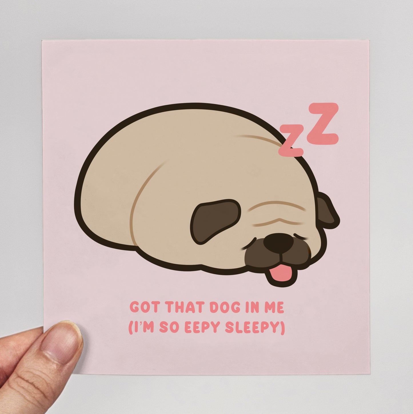 Sleepy Pug Print – 12 × 12 cm