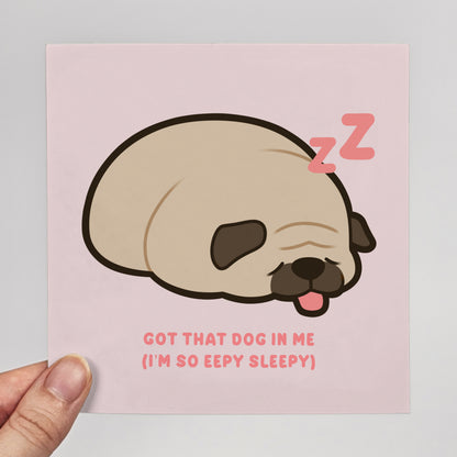 Sleepy Pug Print – 12 × 12 cm