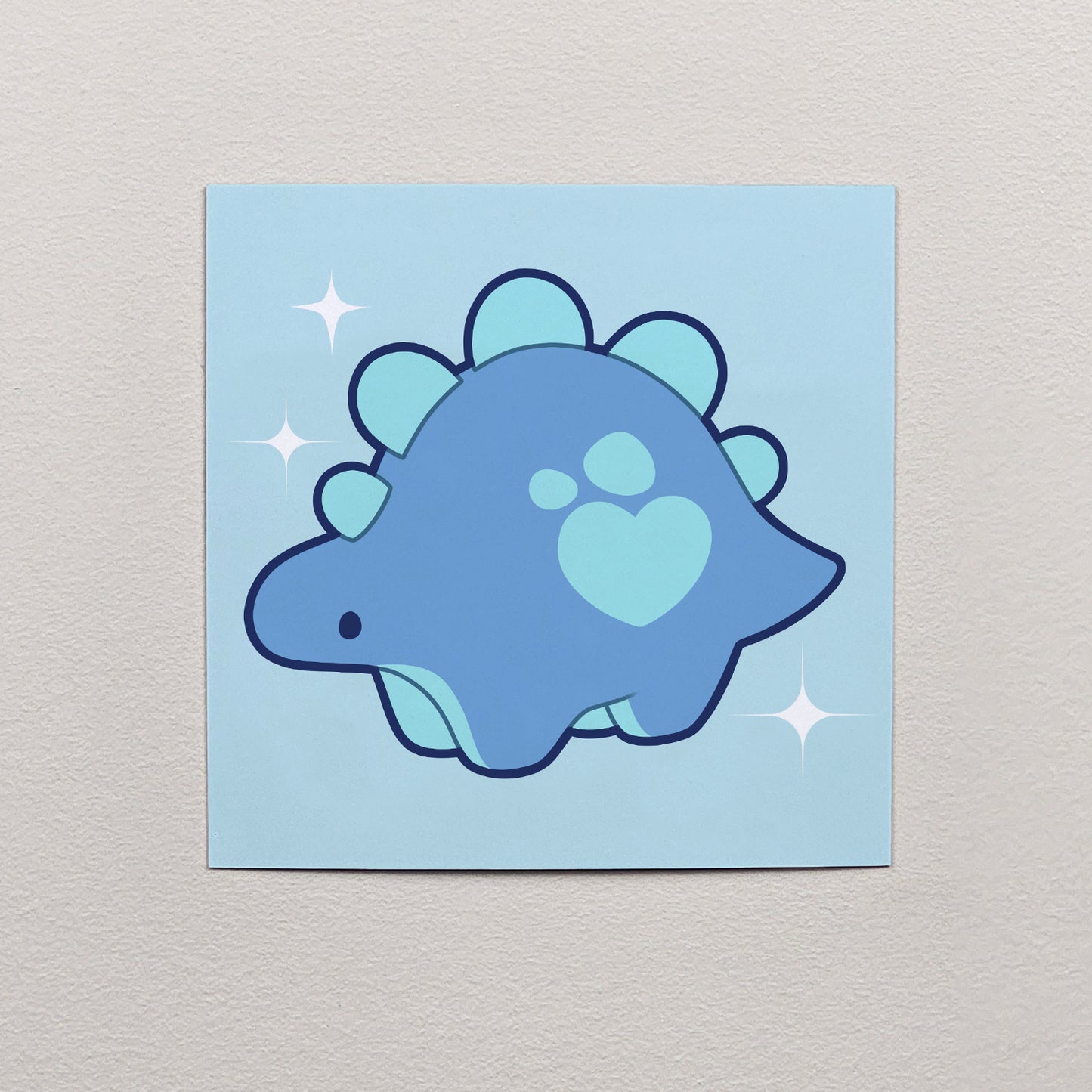 Blueberry the Stegosaurus Print – 12 × 12 cm