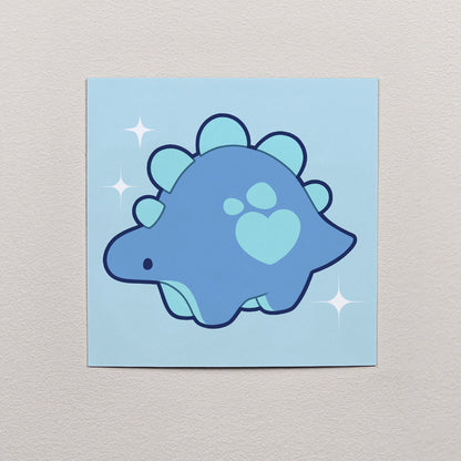Blueberry the Stegosaurus Print – 12 × 12 cm