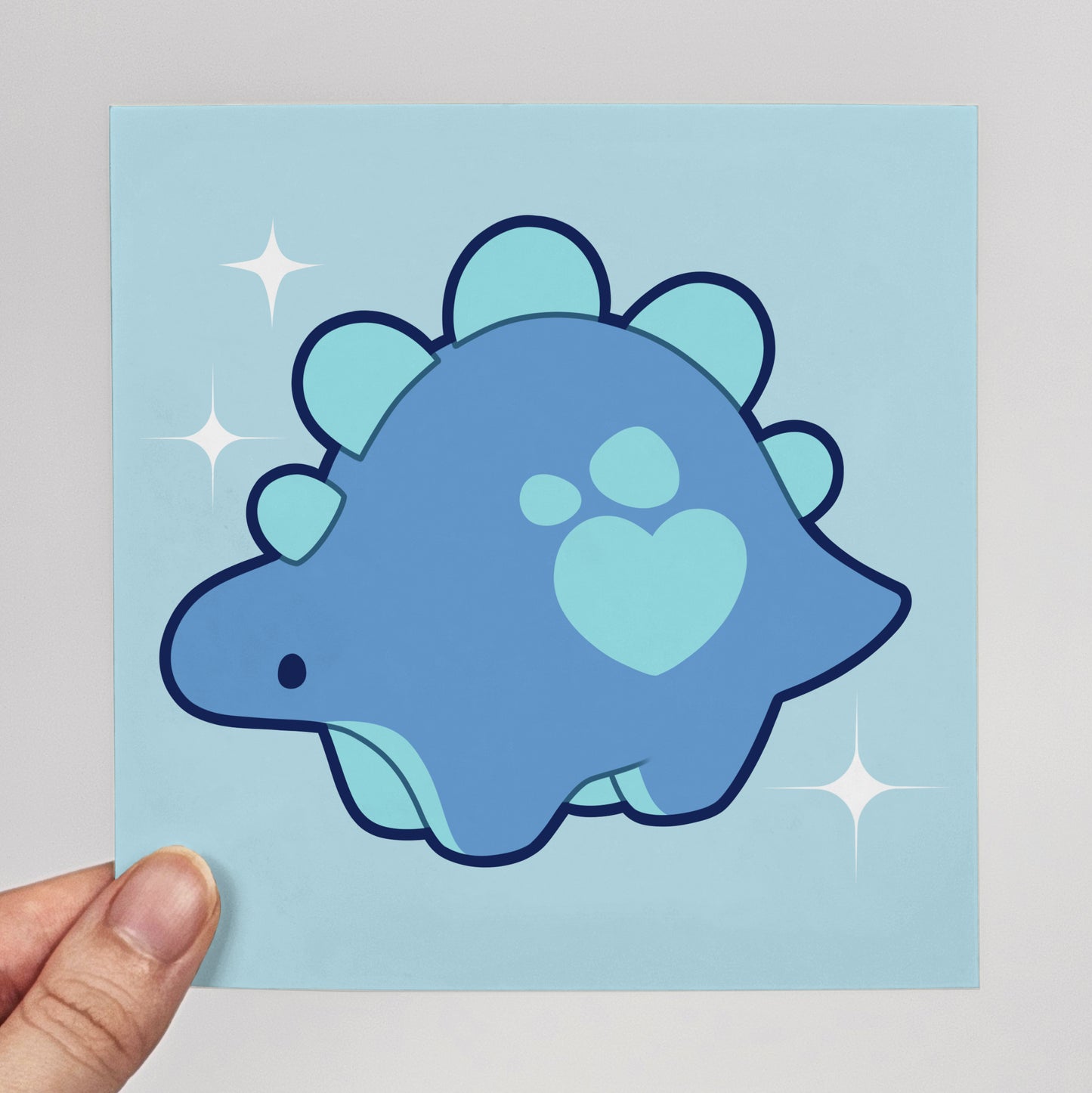 Blueberry the Stegosaurus Print – 12 × 12 cm