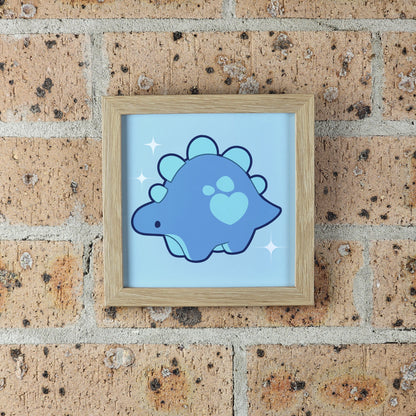 Blueberry the Stegosaurus Print – 12 × 12 cm
