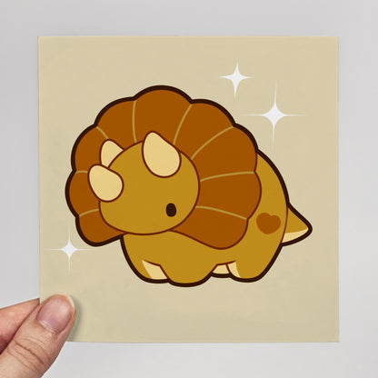 Walnut the Triceratops Print – 12 × 12 cm