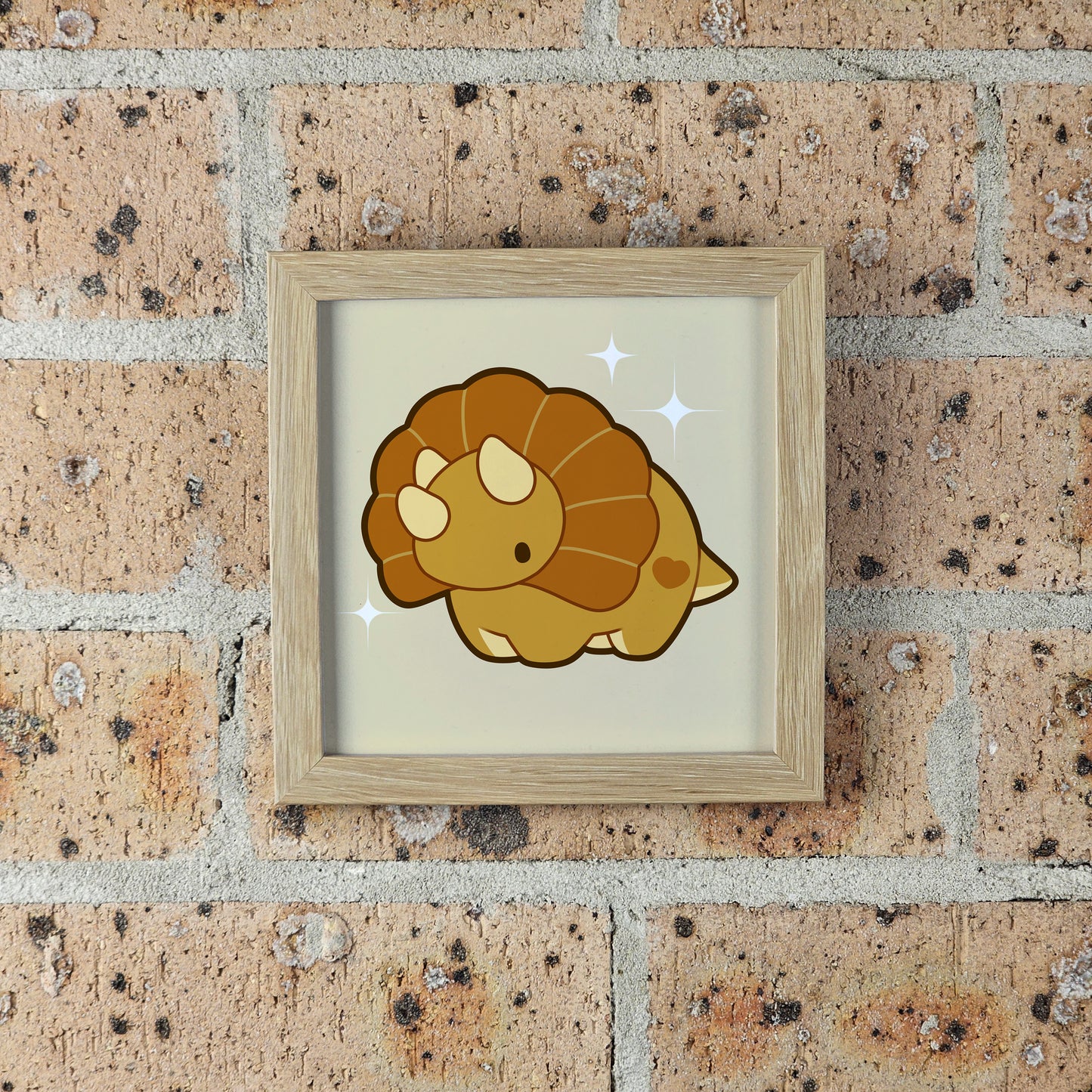 Walnut the Triceratops Print – 12 × 12 cm