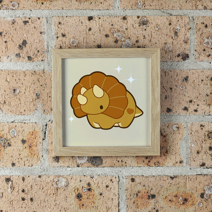 Walnut the Triceratops Print – 12 × 12 cm