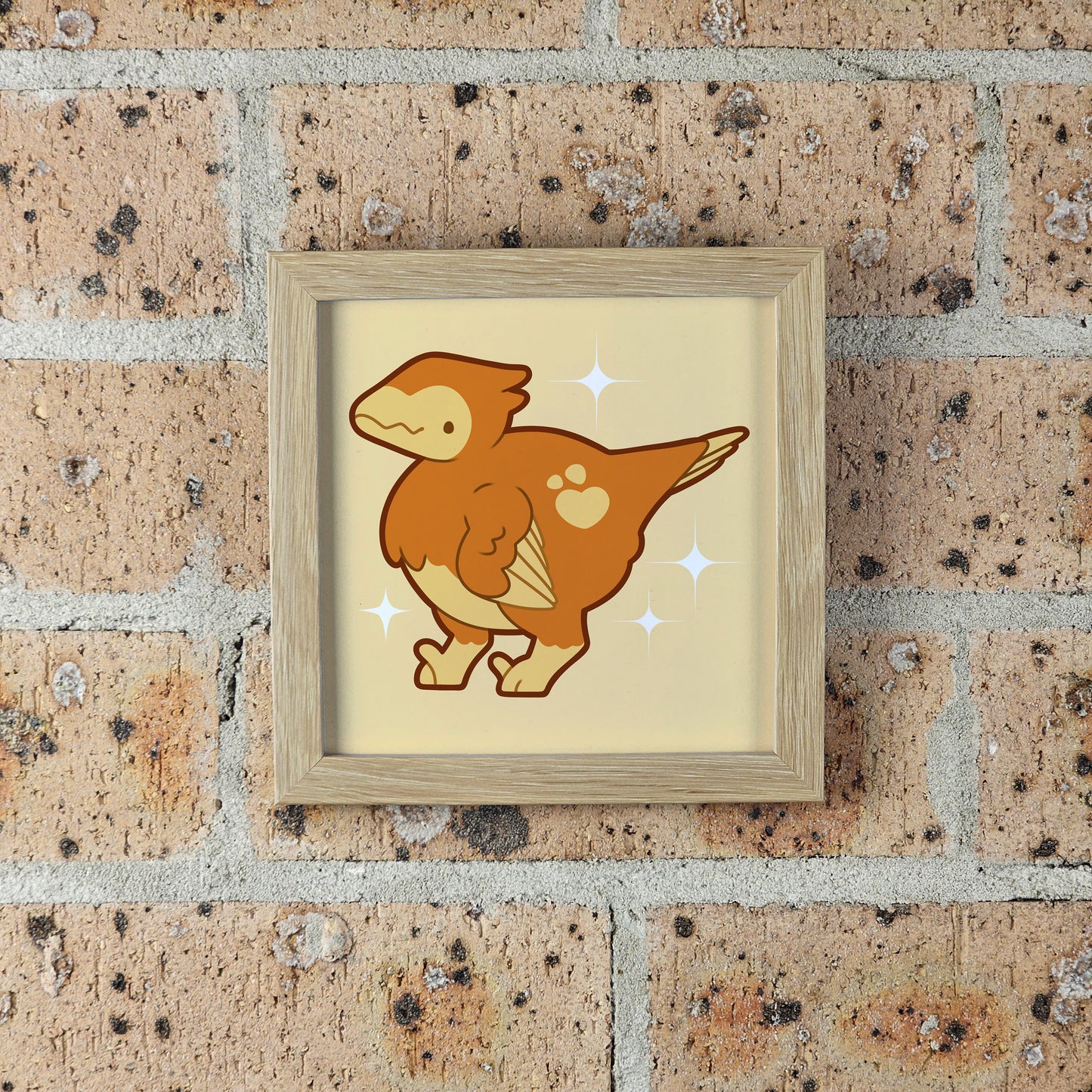 Nugget the Feathered Raptor Print – 12 × 12 cm