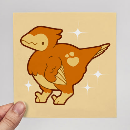 Nugget the Feathered Raptor Print – 12 × 12 cm