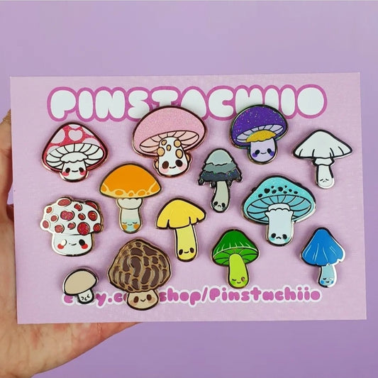 Mushroom Enamel Pins Full Set